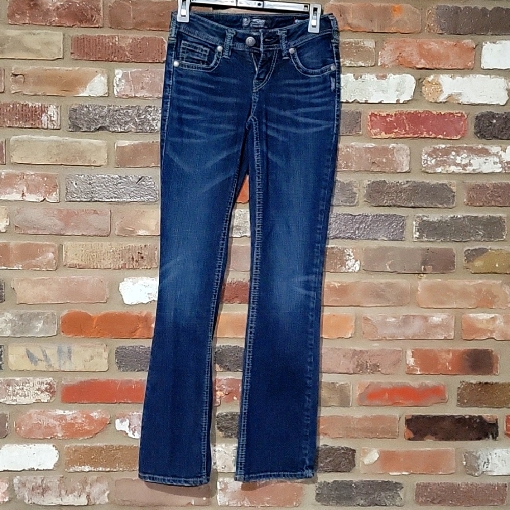 Silver Aiko Mid Boot Super Stretch Jeans